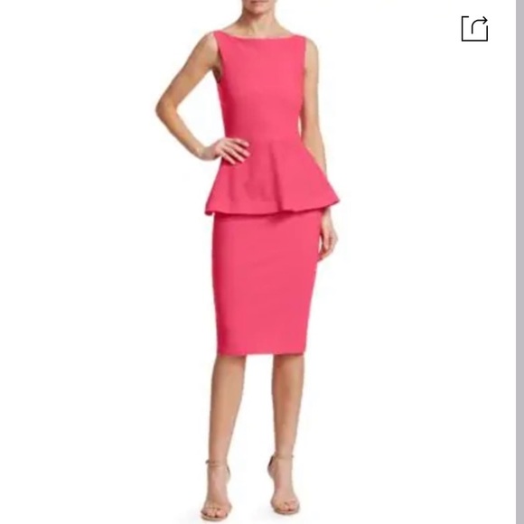 Chiara Boni la petite robe | Dominik Laser-cut Peplum Dress In Peach - Picture 3 of 8